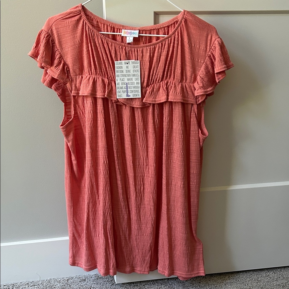 LuLaRoe Coral Ruffle Blouse